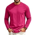 thumbnail image 2 of DORKASM Mens Long Sleeve Shirt Crew Neck Solid Lounge Tops Lightweight Pullover Fashion Shirts 2026 Basic Tee Hot Pink M, 2 of 8