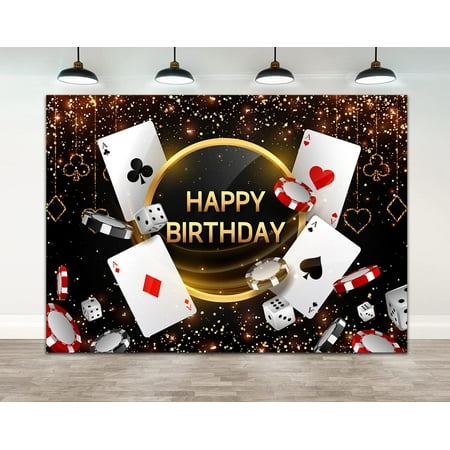 Image of 7×5ft Casino Birthday Backdrop Las Vegas Casino Night Men Happy Birthday Photography Background Dice 30th