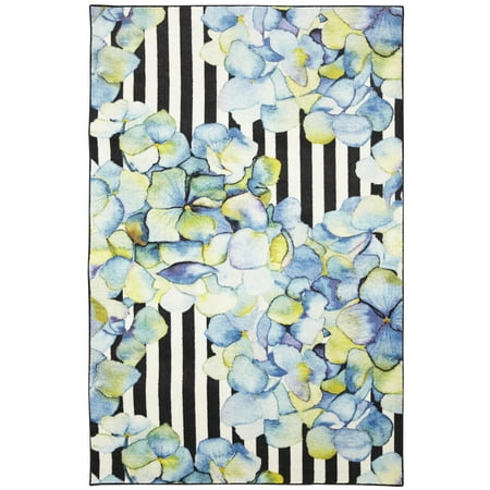 - Mohawk Prismatic Area Rugs - Z0345 A404 Contemporary Tan / Dark Khaki Striped Blossoms Water Painting Petals Rug