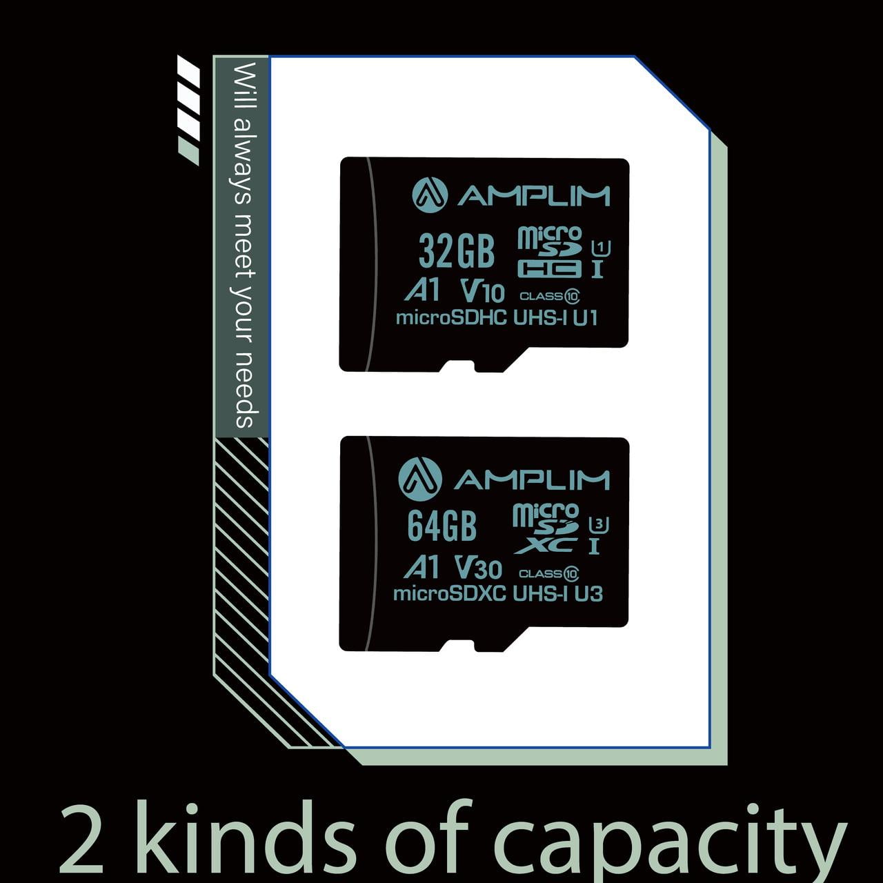 Amplim 32GB MicroSD Card, 2 Pack Micro SD Memory Plus Adapter, MicroSDHC Class 10 UHS-I U1 V10 TF