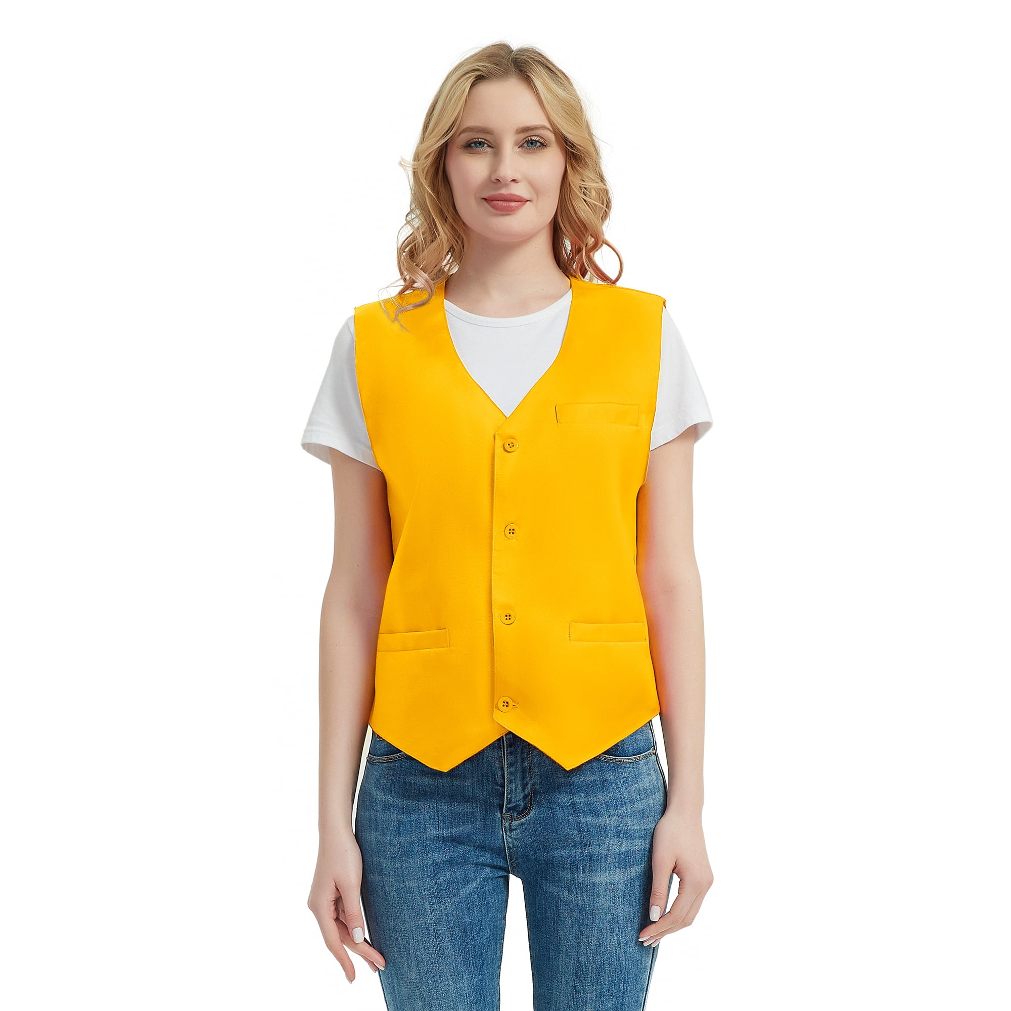 Toptie Waiter Uniform Unisex Button Vest For Supermarket Clerk 