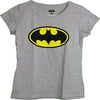 DC Comics Batman Large Bat Signal Juniors Girls Athletic Gray T-Shirt Medium