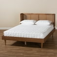 thumbnail image 6 of Baxton Studio Rina MidCentury Modern Ash Wanut Finished Wood and Synthetic Rattan Full Size Platform Bed with WrapAround Headboard, 6 of 8
