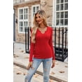 thumbnail image 3 of Zeagoo Womens Tops Long Sleeve Shirt Casual V-Neck Rib Knit Pullover Tee Basic Solid Trendy Fall Going Out Tops Underscrub Casual Outfits, 3 of 5