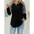 thumbnail image 4 of TEMOFON Sweatshirts for Women Color Block Crewneck Shirts Long Sleeve Tunic Tops Casual Striped Loose Fit T Shirts, 4 of 5