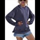 thumbnail image 3 of Sudadera de Larga para Mujer, Holgada, para Hacer Ejercicio, para Salir, Informal, con Capucha Azul Marino L, 3 of 10
