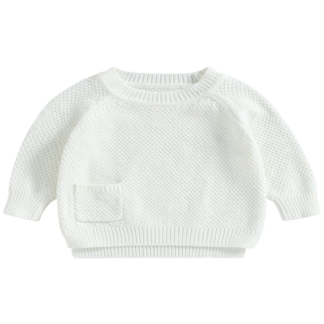 Baby Girl Boy Knit Pullover Sweater Fall Winter Warm Sweatshirt Tops with Pocket