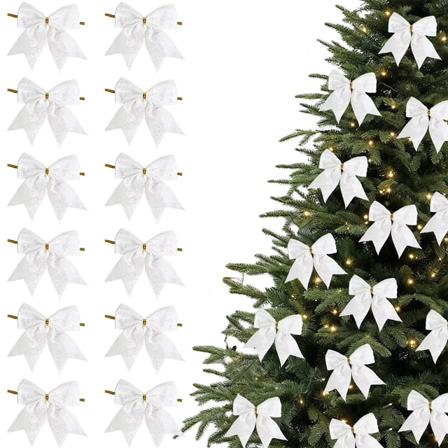 12 Mini Adornos Navideños Colgantes para Árbol | Hermosos Lazos Decorativos | Regalos Navideños | Ideales para Decorar El Hogar En Navidad | 9 Cm