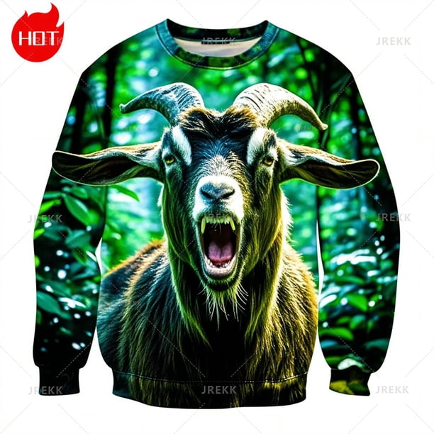 Sudadera con capucha con estampado 3D de cabras gritando de Harajuku, sudadera con cuello redondo con gráfico de ovejas, sudadera con capucha divertida para niños, sudadera con cuello redondo