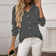 thumbnail image 3 of Fancifize Womens Striped Button Down Shirts Long Sleeve Lapel Blouse Fashion Casual Work Office Tops with Pocket, 3 of 5