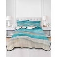 thumbnail image 2 of Quilts Twin Size Bedding Set, Teal Coastal Lightweight Quilted Comforter, Summer Beach Nautical Abstract Art Soft Reversible Bedspread Coverlet with Pillow Covers for All Season, 68" x 86", 2 of 7
