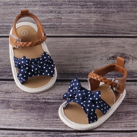 

Summer Baby Girl Shoes Bowknot Shoes Anti-Slip Crib Shoes Soft Sole Prewalkers For 0-18M