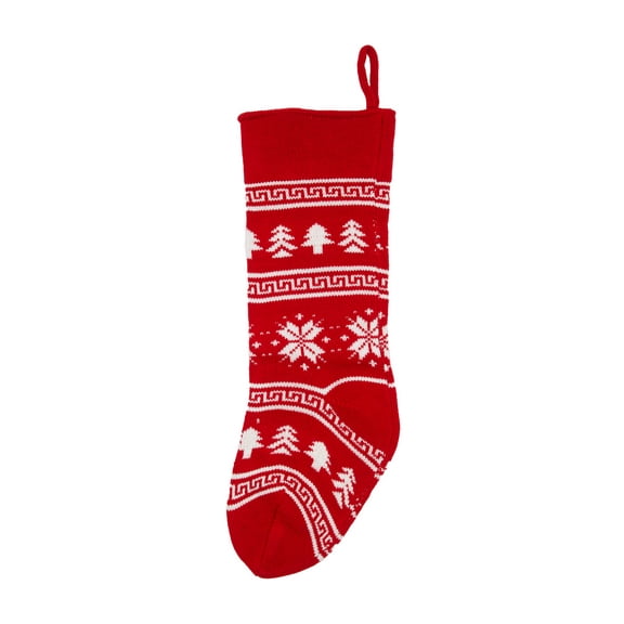 Knit Snowflake Stckng Red Cuff