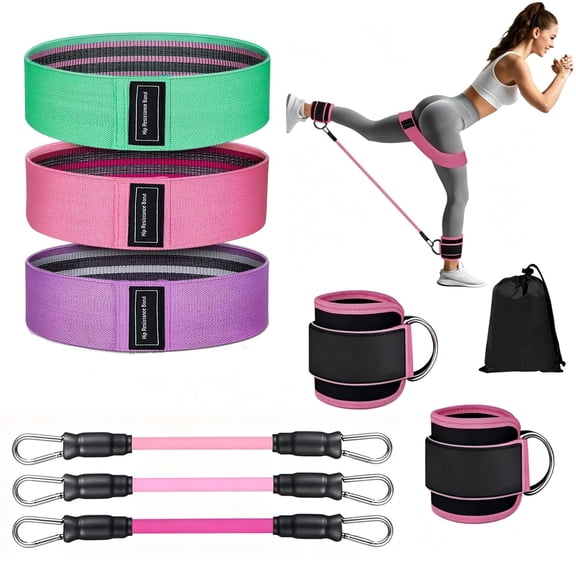 Ankle Resistance Band Set – Leg & Hip Cuffs for Home Gym, Pilates, PT & Yoga