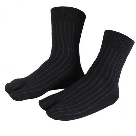 2X Cotton 2 Toe Socks Stripes Tabi Socks Hallux Corrector Black