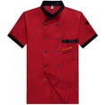thumbnail image 2 of Prdecexlu Personalized Chef Coat Custom Chef Jacket Short Sleeve Double-Breasted Button Front Chef Shirts Kitchen Uniforms Clothes Men Women Red 2XL, 2 of 4