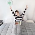 thumbnail image 2 of KASENTEX All Season Weighted Blanket 100% Premium Breathable Cotton with Advanced Glass Beads, Corner Loops. Hypoallergenic, Mid-Weight 15 lb, LIGHT GREY 60x80", 2 of 7