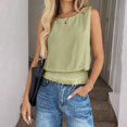 thumbnail image 3 of LWavelet Ruched Waist Sleeveless Tank Top Women Daily Casual Comfortable Stylish Tops Green XL, 3 of 4