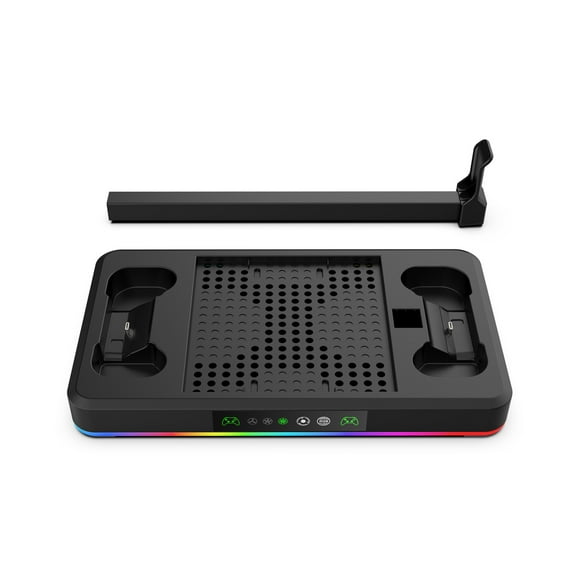 Cooling Fan Base For Xbox Series X/S Host,Game Console Multifunctional Charging RGB Headphone Hook with Dual Controller Charger Dock Station Cooling Fan Base