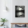 thumbnail image 3 of ONETECH  3 Piece Black and White Bathroom Canvas Wall Decor Ocean Under Moonlight Painting Print Full Moon Seascape Picture Artwork for Home Bedroom Living Room Wall Decor Easy to Hang, 3 of 4
