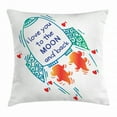 thumbnail image 1 of I Love You Throw Pillow Cushion Cover, Cute Rocket Going to Space Galactic Motivation Up to Stars Happiness Print, Decorative Square Accent Pillow Case, 24 X 24 Inches, Orange Turquoise, by Ambesonne, 1 of 2