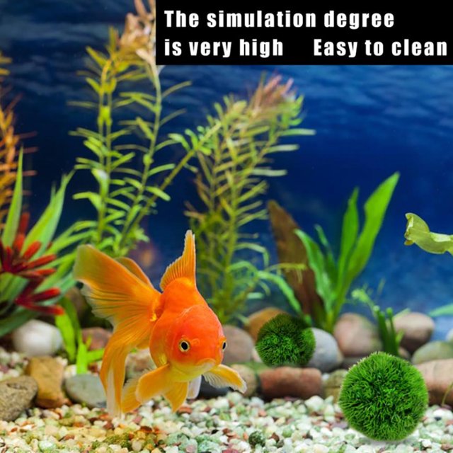 Plantas artificiales para acuario, bolas de algas verdes, simulación de paisaje de algas marinas, adorno de malas hierbas acuáticas para decoración de peceras