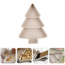 PAMINGONO Plastic Serving Dishes For Xmas Christmas Tree Shape Fruit Plates Pink Plastic 2Pcs