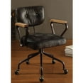 thumbnail image 4 of Black Adjustable Swivel Faux Leather Rolling Office Chair, 4 of 6