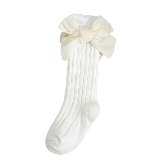 Seyurigaoka Toddler Baby Girls Valentine's Day Bow Below Knee Socks Cotton Blend Newborn Bow Ribbed Stockings