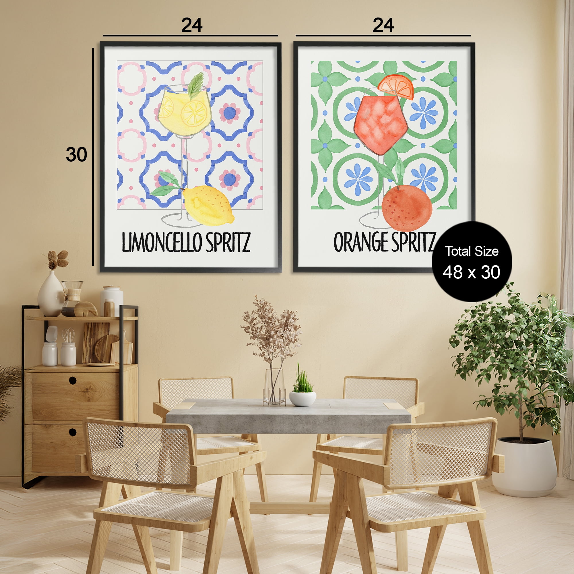 Stupell Industries Citrus Spritz On My Mind 2 Piece Black Framed Giclee Art Set, design by Nina Jacobs
