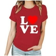 thumbnail image 2 of PNTUTB Fashionable Women's Valentine's Day Print Crew Neck Loose Short Sleeve Comfort Versatile T Shirts, 2 of 6