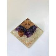 7 cm Amethyst & Clear Quartz Mixed Orgonite Pyramid