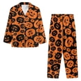 thumbnail image 2 of DISNIMO Pumpkin Printed Women's Pajama Sets Long Sleeve Button Down Sleepwear Nightwear with Pockets Thanksgiving Day Casual Ladies Lounge Sets with Matching Pajama Pants, S, 2 of 7