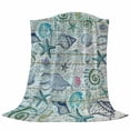 thumbnail image 6 of Teal Blue Coastal Blanket Soft Cozy Warm Throw Blanket for Couch, Plush Fuzzy Flannel Fleece Blankets for Sofa, Nautical Starfish Shells Ocean Sea Bed Blankets Lightweight Gifts for Women, 30"x40", 6 of 9