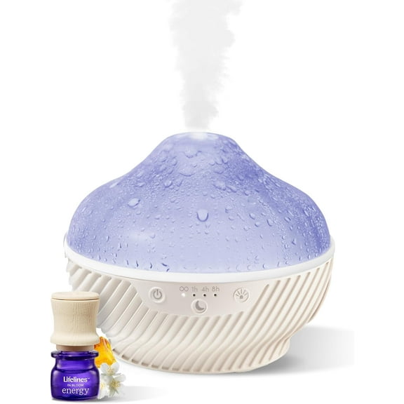 Lifelines Cloud Ultrasonic Essential Oil Diffuser with Essential Oil Blend, with Soothing Mesmerizing Raindrop Effect & Auto-Shutoff Feature, 300mL