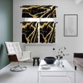 thumbnail image 4 of Black Gold Marble Kitchen Curtains Sets for Windows 24 Inch Length, Modern Geometric Textured Rod Pocket Window Treatments Tier Curtains and Valances Set for Bedroom/Bathroom, 4 of 8