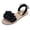 Womens Casual Shoes # Black, variant on Womens Sandals Summer Open Toe Flat Ankle Strap Chic Faux Pearl Ball Decor Large Fabric Ruffle Flower Applique Slip On Casual Beach Resort Vacation Party Footwear