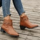 thumbnail image 2 of NECHOLOGY Botas Mujer Adulto Femenino Zapatos Botines mujer Botas con hebilla de cinturón de Metal de mezclilla Retro zapatos de mujer nueva manga de tacón de mujer (Brown, 6.5), 2 of 7