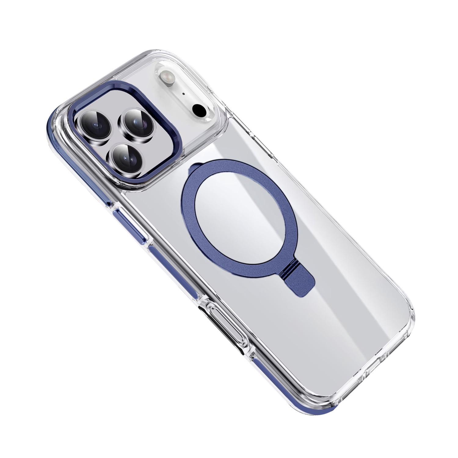Transparent Magnetic Stand Cover for iPhone 17 Pro Max - Blue