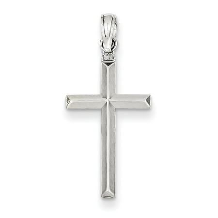 14k White Gold Hollow Cross Pendant