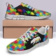 thumbnail image 4 of Autism Shoes Women Men Running Sneakers Autism Awareness Puzzle Print Tennis Walking Shoes White Size 10, 4 of 5