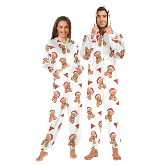 joogoo Christmas Bears Unisex Adults Onesies Pajamas Jumpsuits L