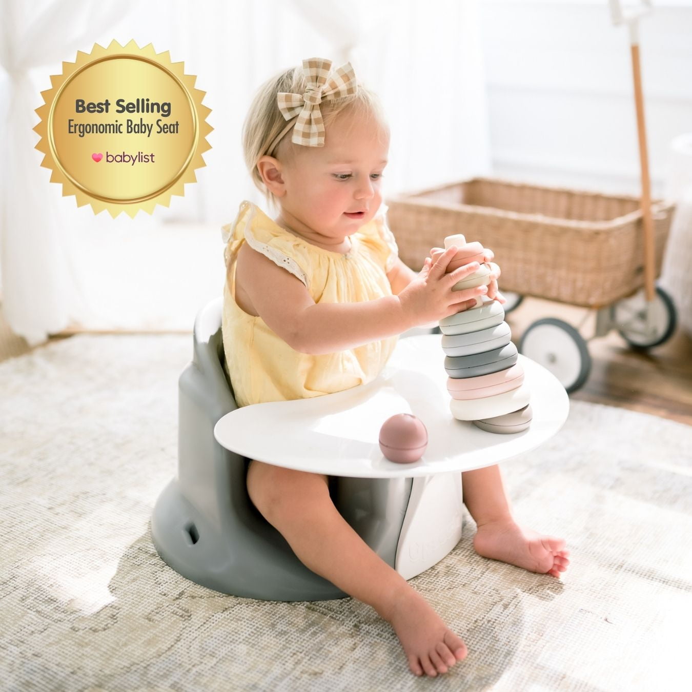 Upseat Baby Floor Seat Booster Chair for Sitting Up with Removable Tray