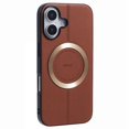 thumbnail image 1 of KIGC For iPhone 16 Case Compatible with MagSafe Litchi Texture Leather Coated PC+TPU Phone Cover - B, 1 of 5