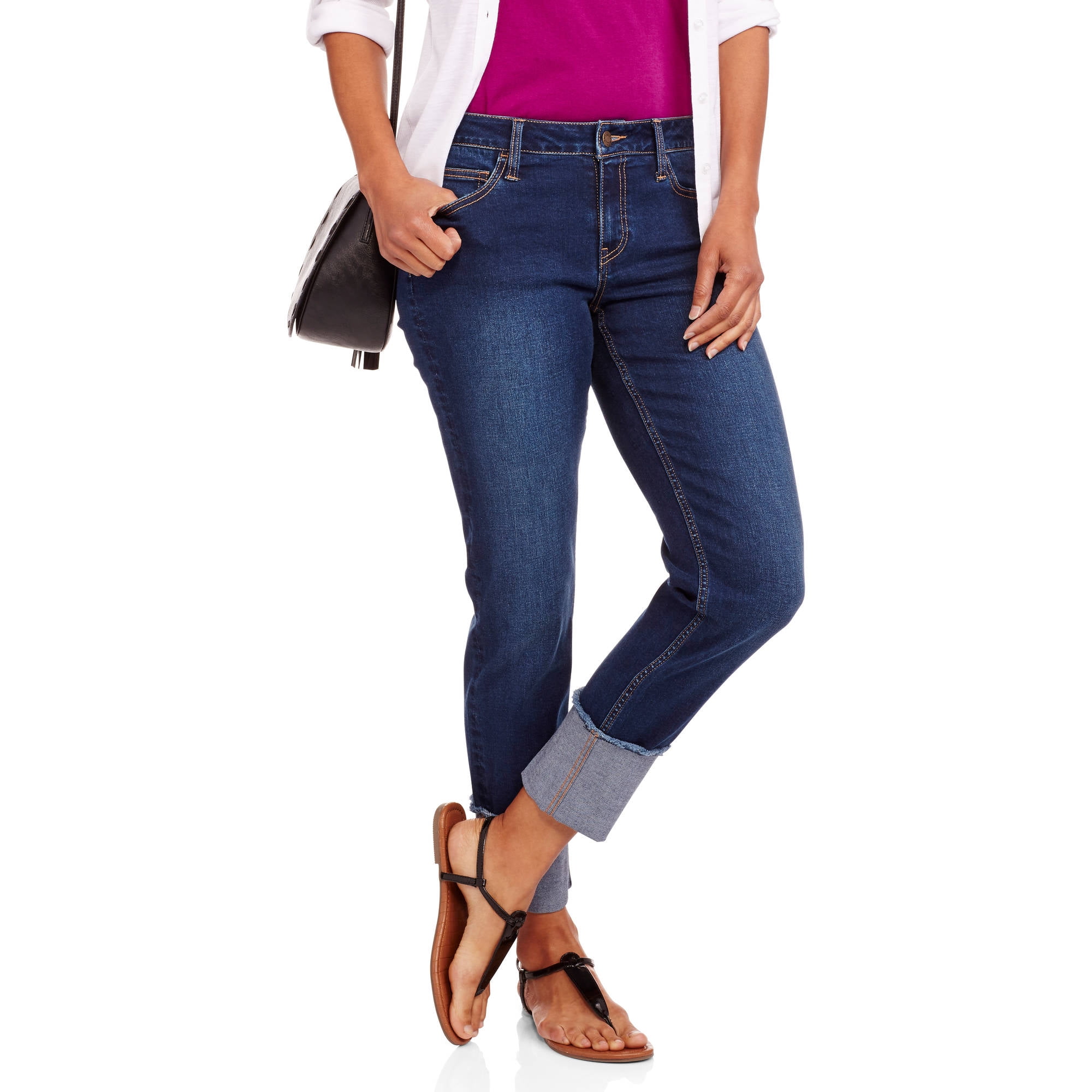 Nevermind Women's Flip Cuff Straight Leg Jean