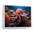 thumbnail image 2 of Designart "Coral Octopus peaceful Submersion I" Animals Floater Framed Canvas Print, 2 of 7