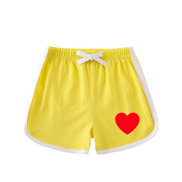 Odeerbi 1-8 Años Niños Niñas Pantalones Cortos de Algodón de Verano Love Print Workout Pantalones Cortos Deportivos Casual Sueltos Pantalones Cortos Cómodos