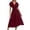 Red*, variant on RUTAYY Women's Dress Casual V-Neck Solid Color Short Sleeve Waist Pleats Soft Comfortable Daily Wear Classic Stylish Mesh Dresses