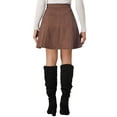 thumbnail image 3 of INSPIRE CHIC Women's Faux Suede Button Front A-Line High Waisted Mini Short Skirt L Coffee, 3 of 5