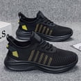 thumbnail image 3 of Men's Low-Top Lace-Up Mesh Walking Shoes Striped Vamp Detail Streamlined Textured Sole Casual Daily Sneakers, 3 of 6